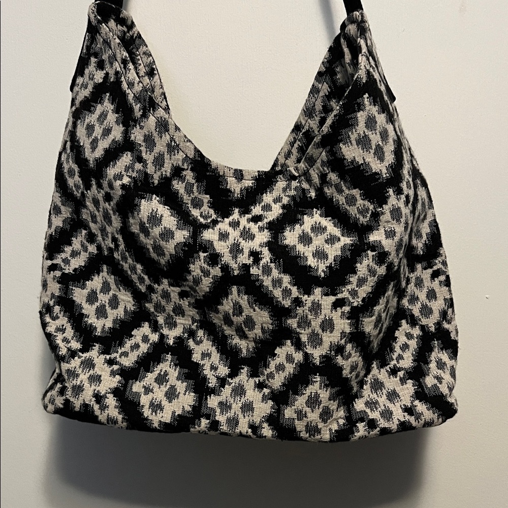 Gold Coast Elegant Black and White Patterned Hobo Bag